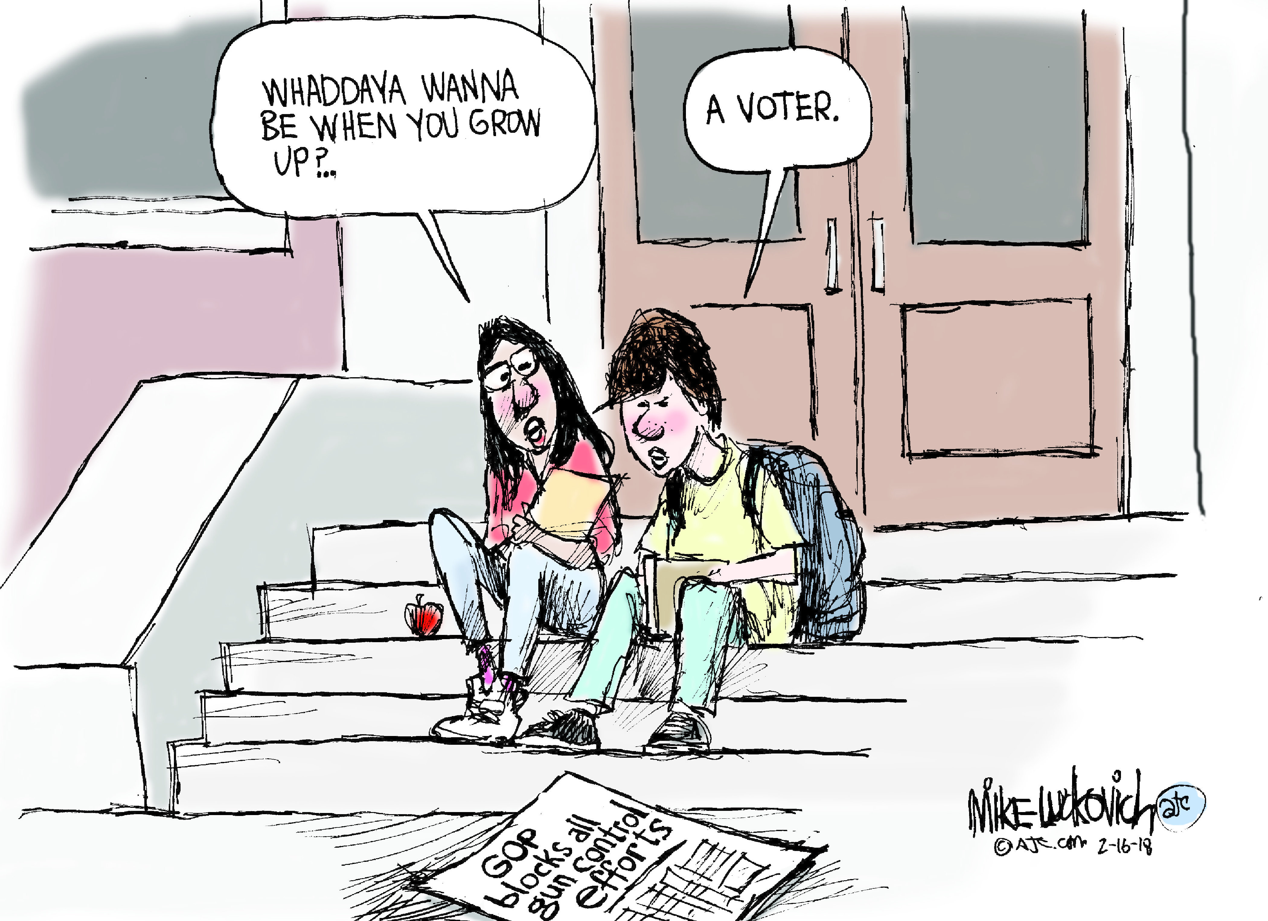 Political cartoon . School shooting Parkland gun violence NRA