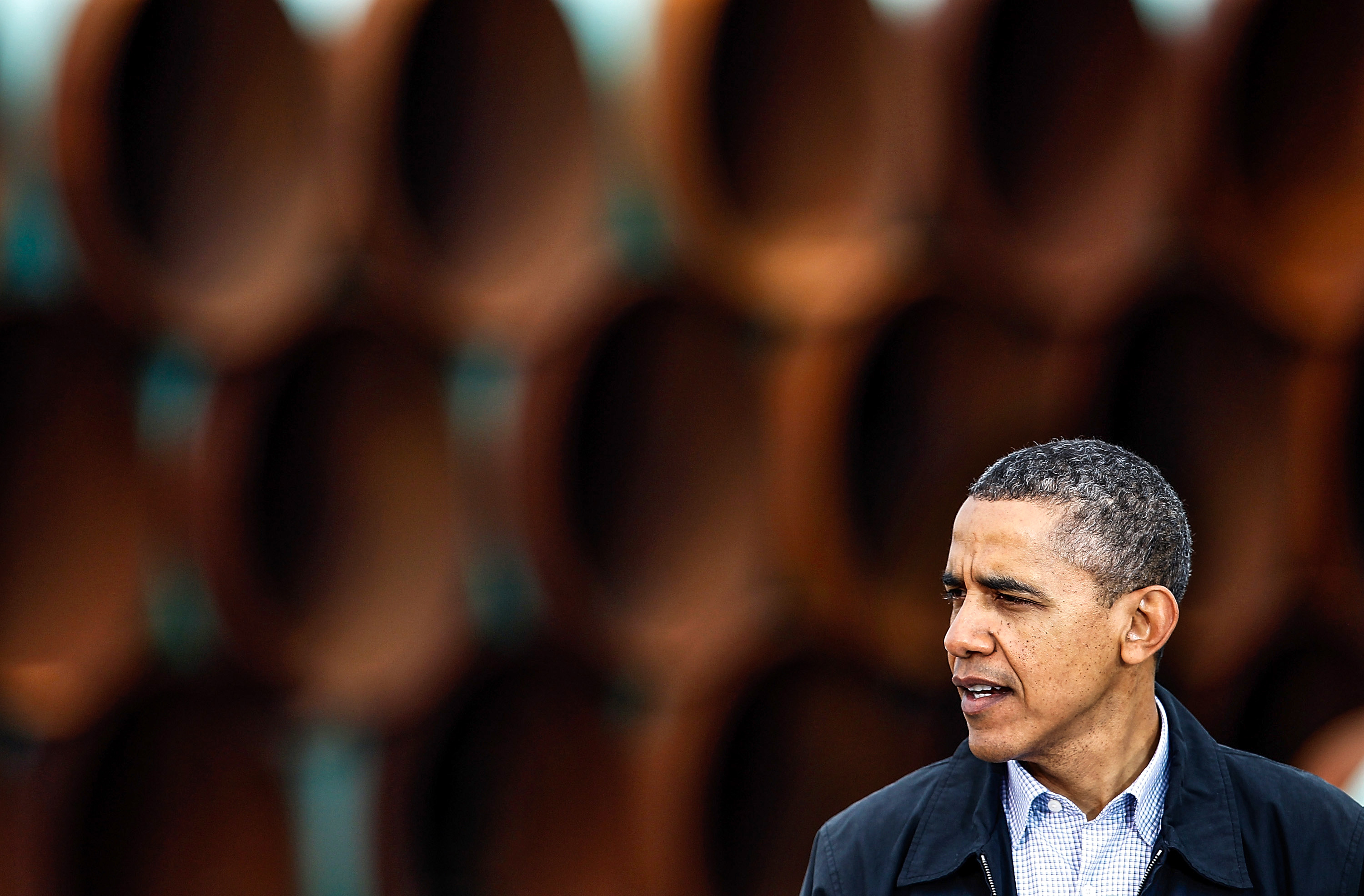 President Obama speaks at the southern site of the Keystone pipeline in 2012.