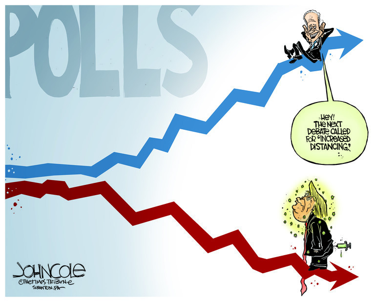 Political Cartoon U.S. Trump Biden polls