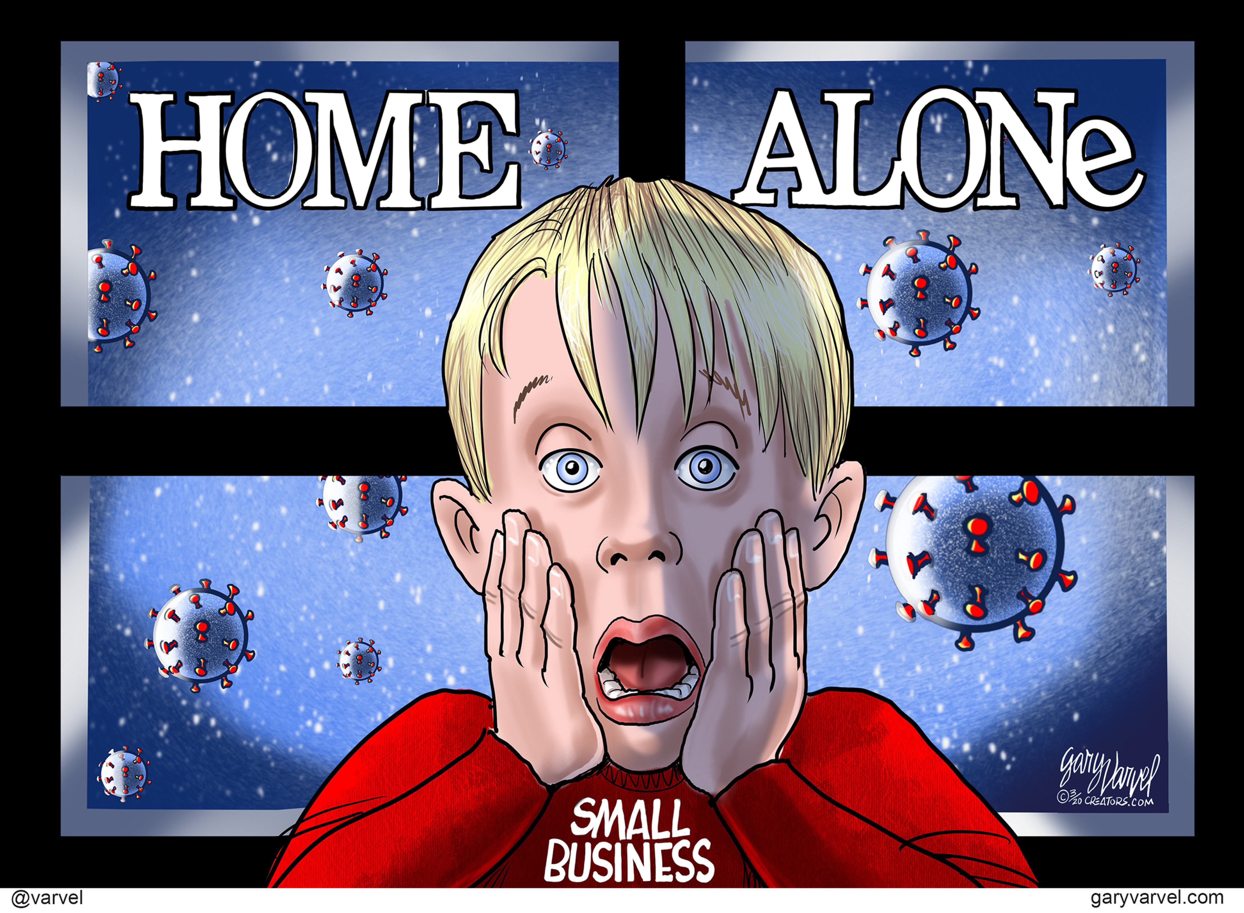 Political Cartoon . Home Alone Coronavirus small business bailout  quarantine