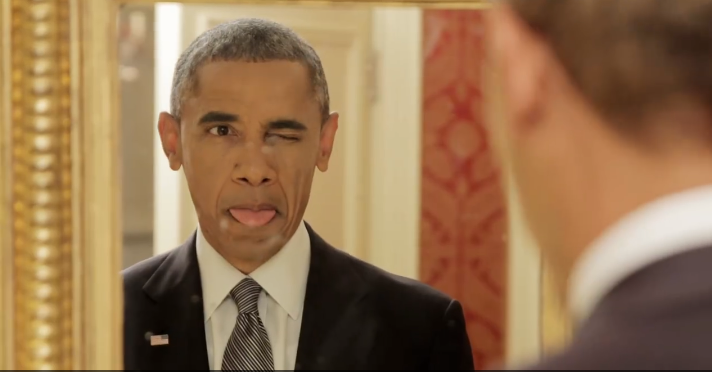 Watch President Obama make funny faces, use a selfie stick to promote  