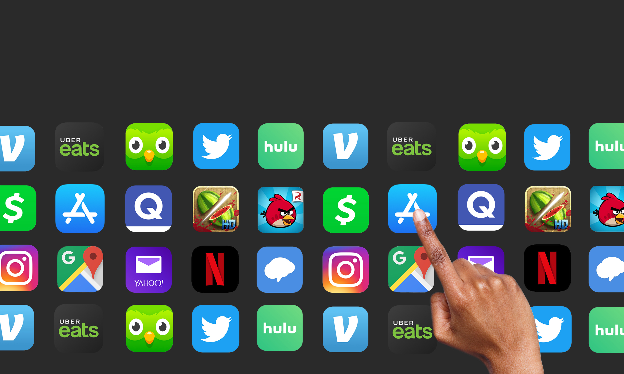 Person chooses one of a few apps