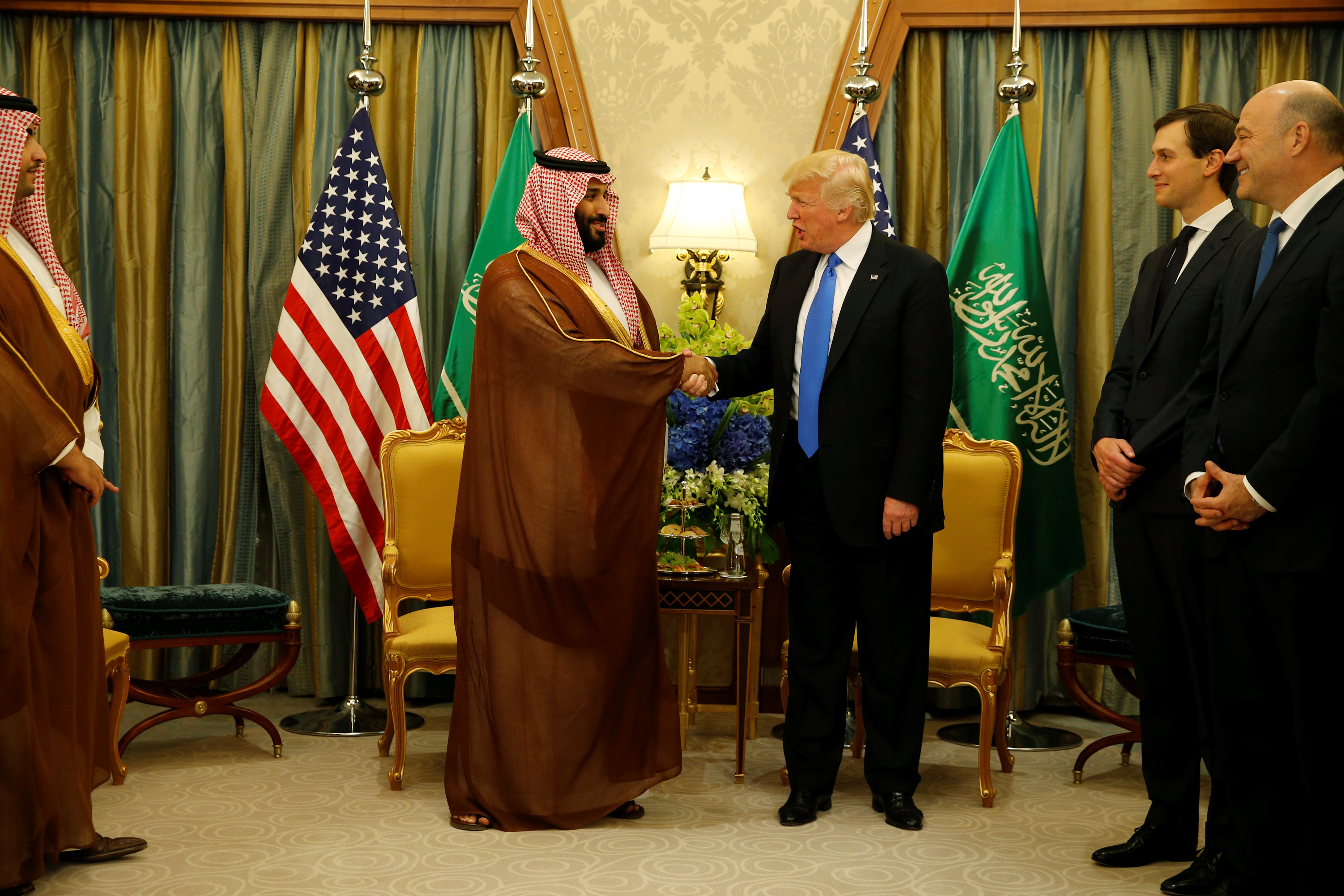 Then-Deputy Crown Prince Mohammed bin Salman greets President Trump in May 2017.