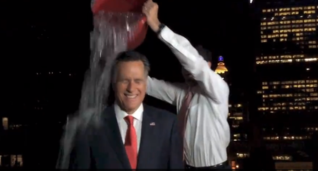 Mitt Romney did the ice bucket challenge in a suit