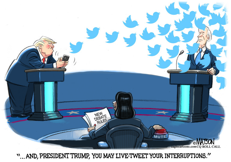 Political Cartoon U.S. Trump Biden debate interruptions