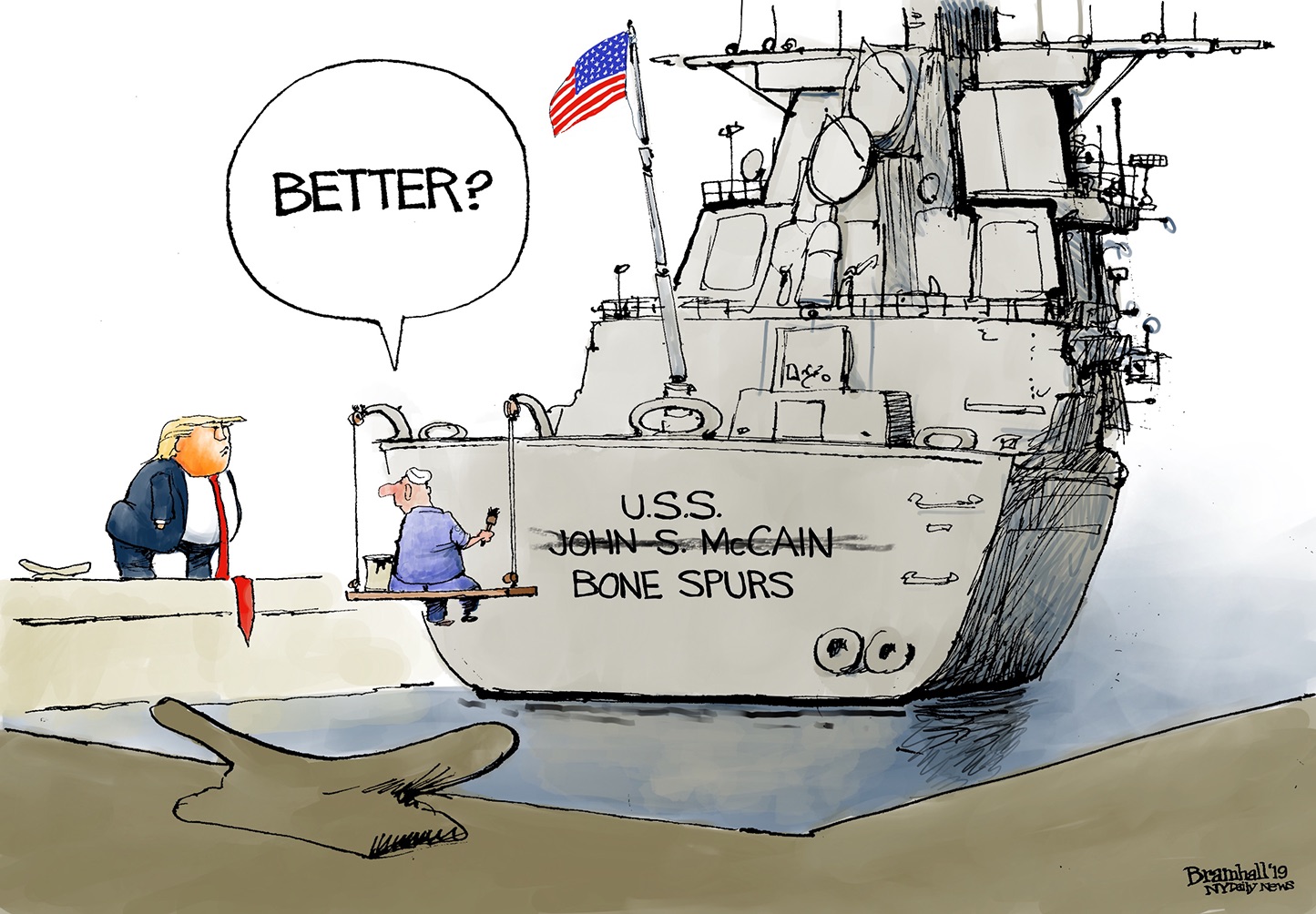Political Cartoon U.S. USS John McCain Bone Spurs Trump Draft Dodge