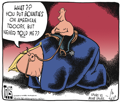 Political Cartoon U.S. Trump Putin Russia bounty&amp;nbsp;
