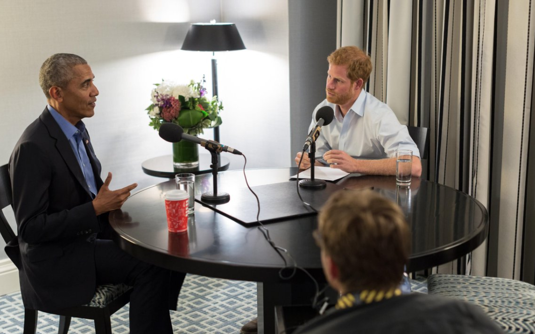 Former President Obama speaks with Prince Harry