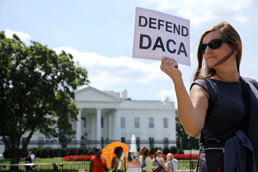 An immigration advocate outside the White House