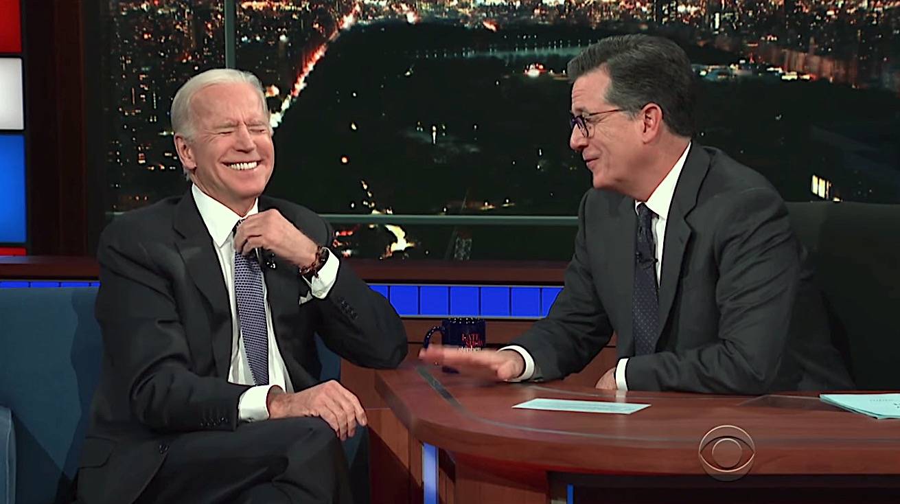 Joe Biden and Stephen Colbert talk Trump, grief