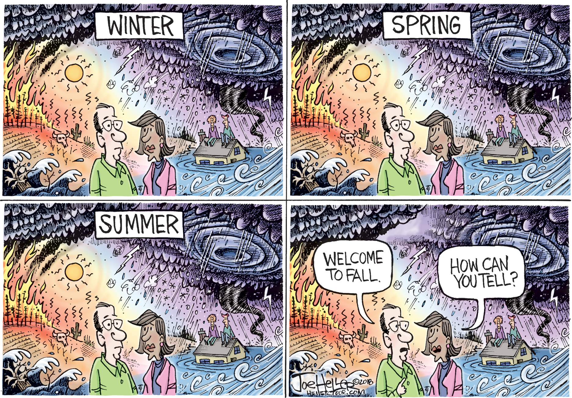 Editorial cartoon . climate change extreme weather