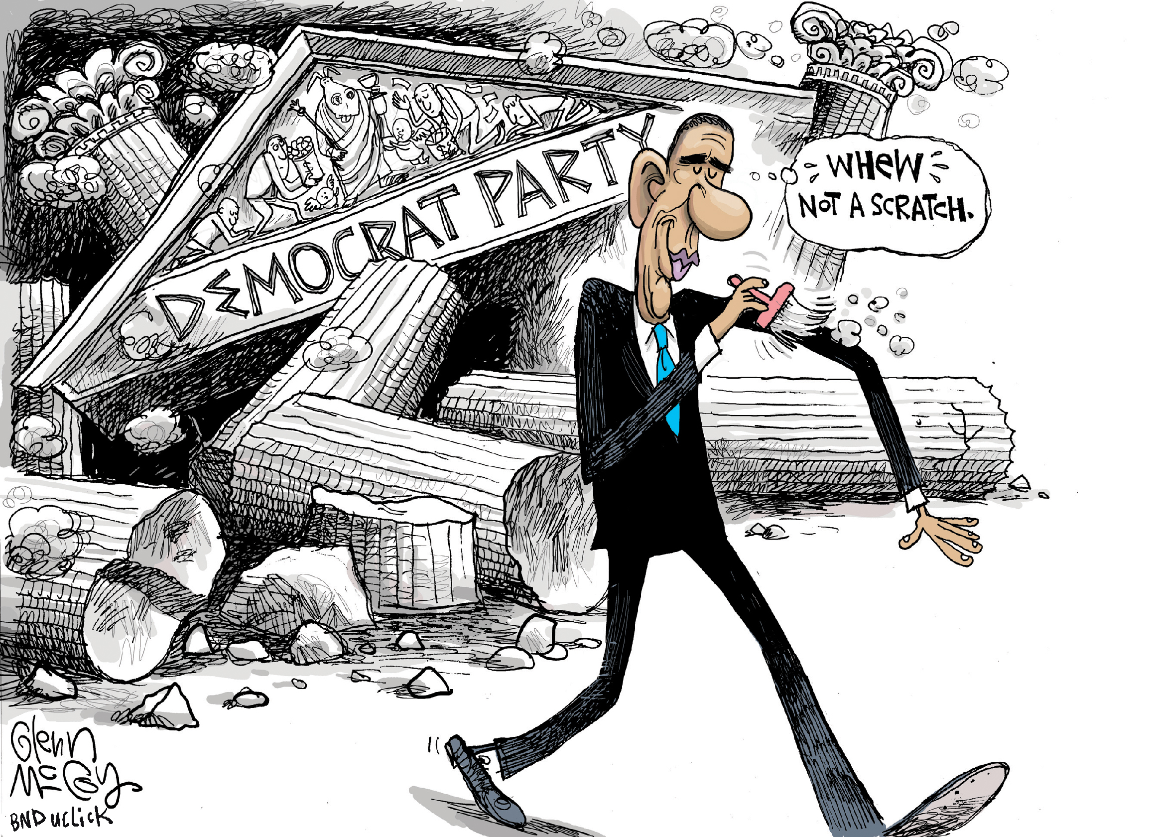 Political cartoon . President Obama Democratic party