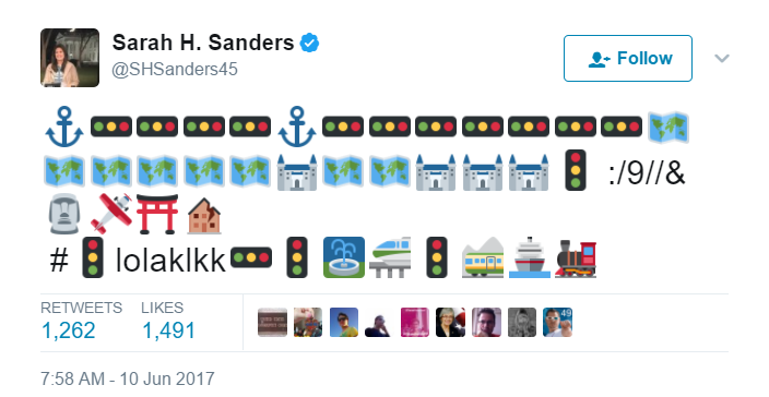 A tweet from Sarah Huckabee Sanders