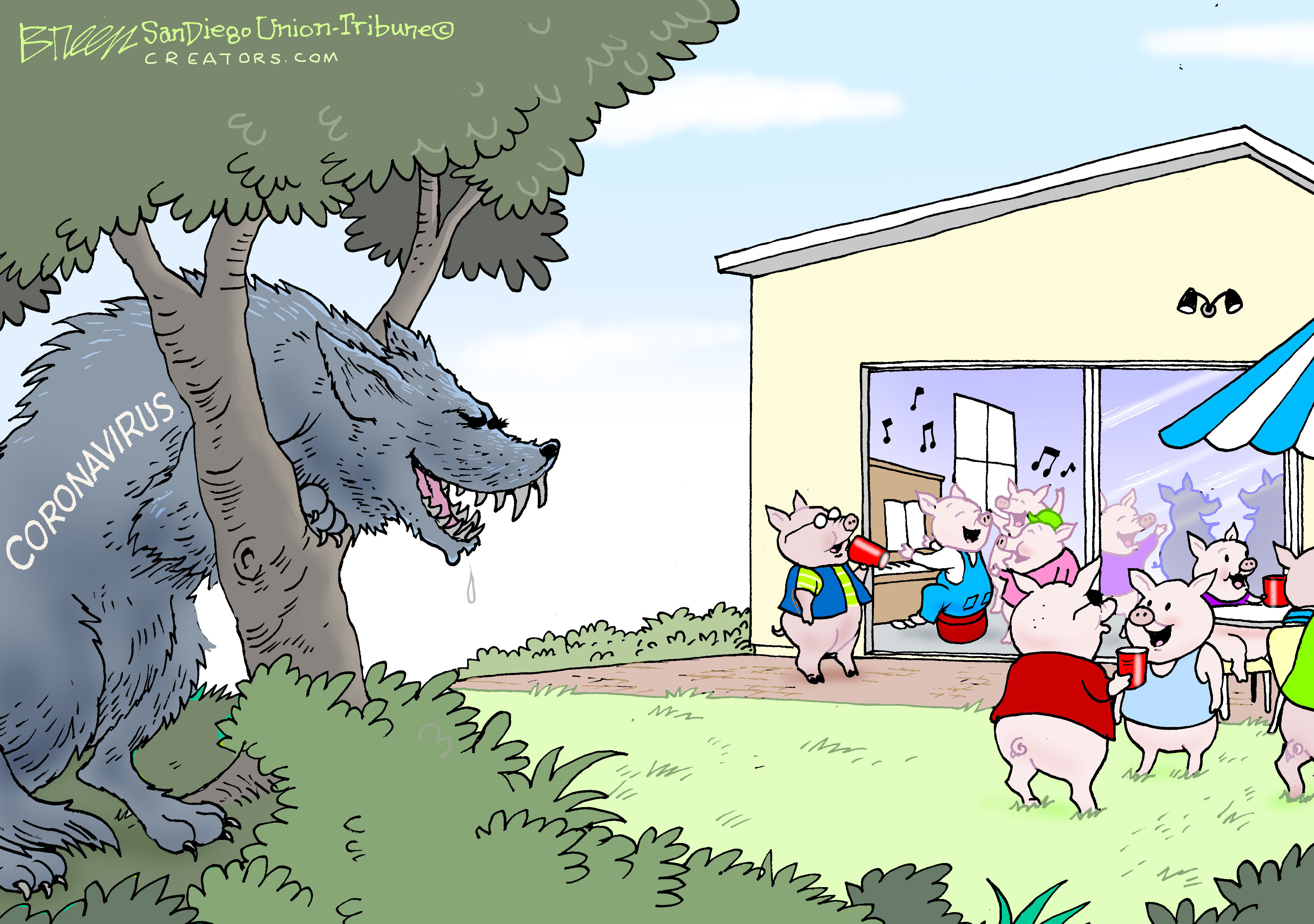 Editorial Cartoon U.S. coronavirus three little pigs