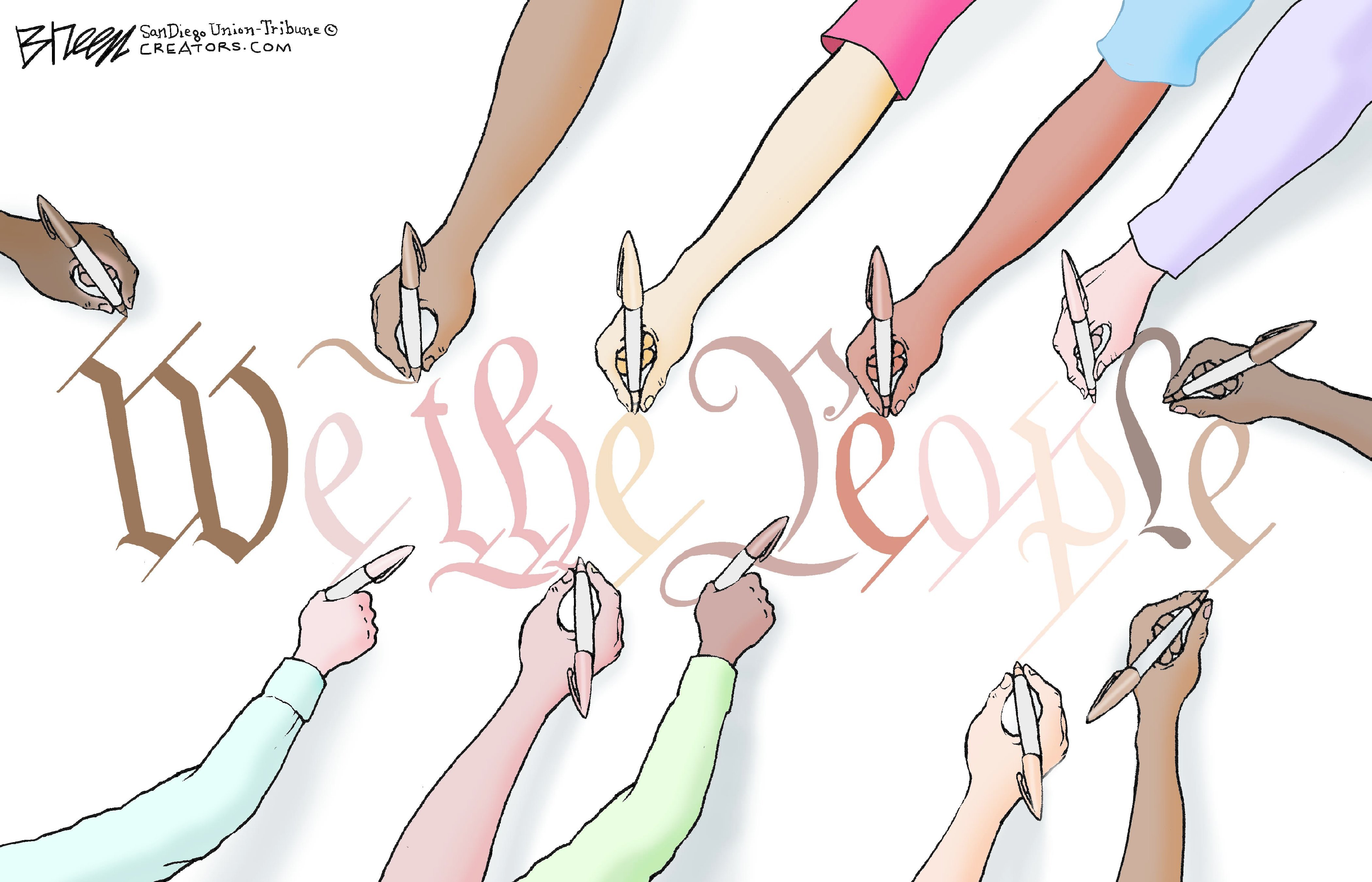 Editorial Cartoon . We the People racial unity