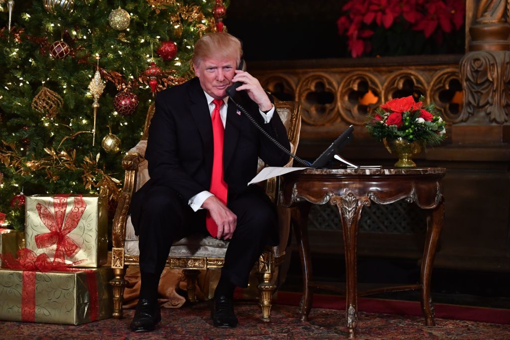 President Trump on the phone at the Mar-a-Lago