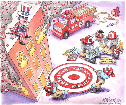 Political Cartoon U.S. covid rescue democrats gop stimulus