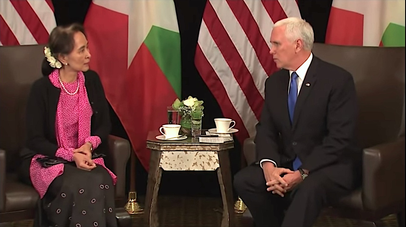 Mike Pence and Aung San Suu Kyi discuss the Rohingya