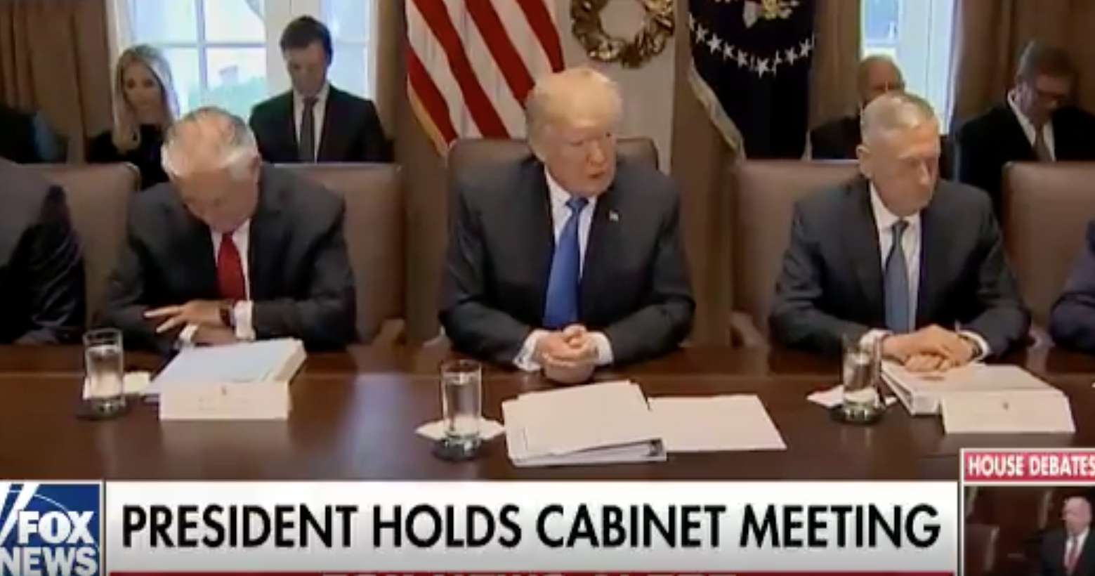 Donald Trump at a cabinet meeting.