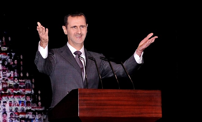 President Bashar al Assad reportedly pictured on Jan. 6 at the Opera House in Central Damascus, Syria.