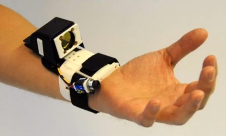 The Digits sensor bracelet turns your hand into a 3D tool that can be used for things like playing a video game or designing a architectural model.
