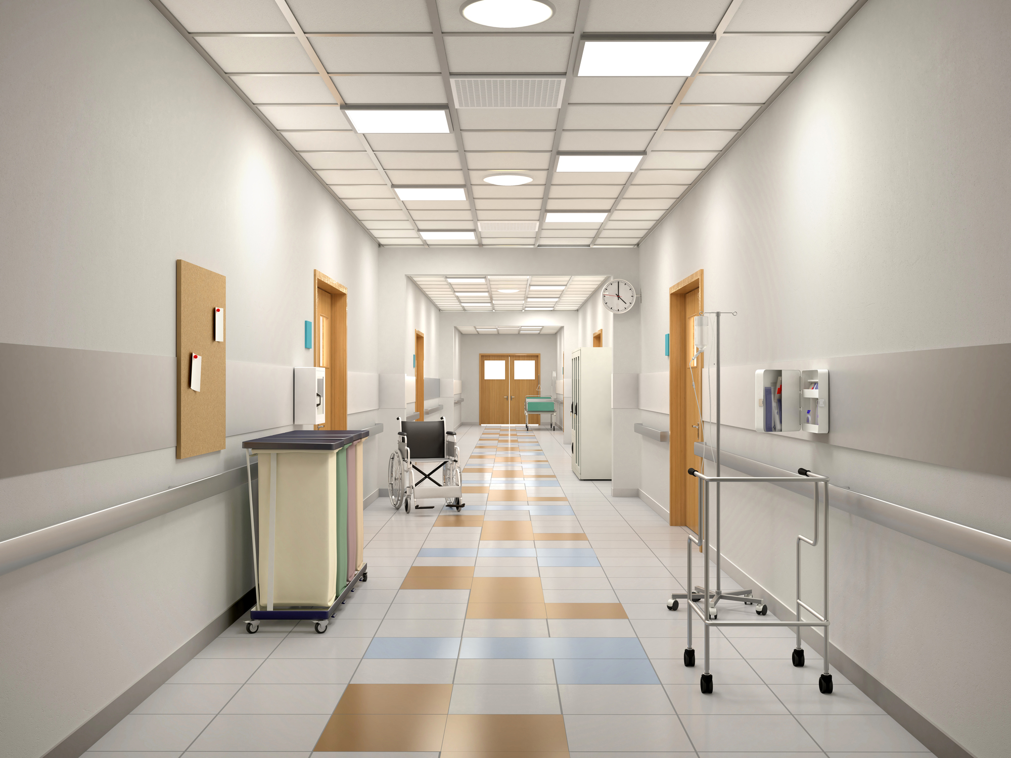 A hospital corridor. 