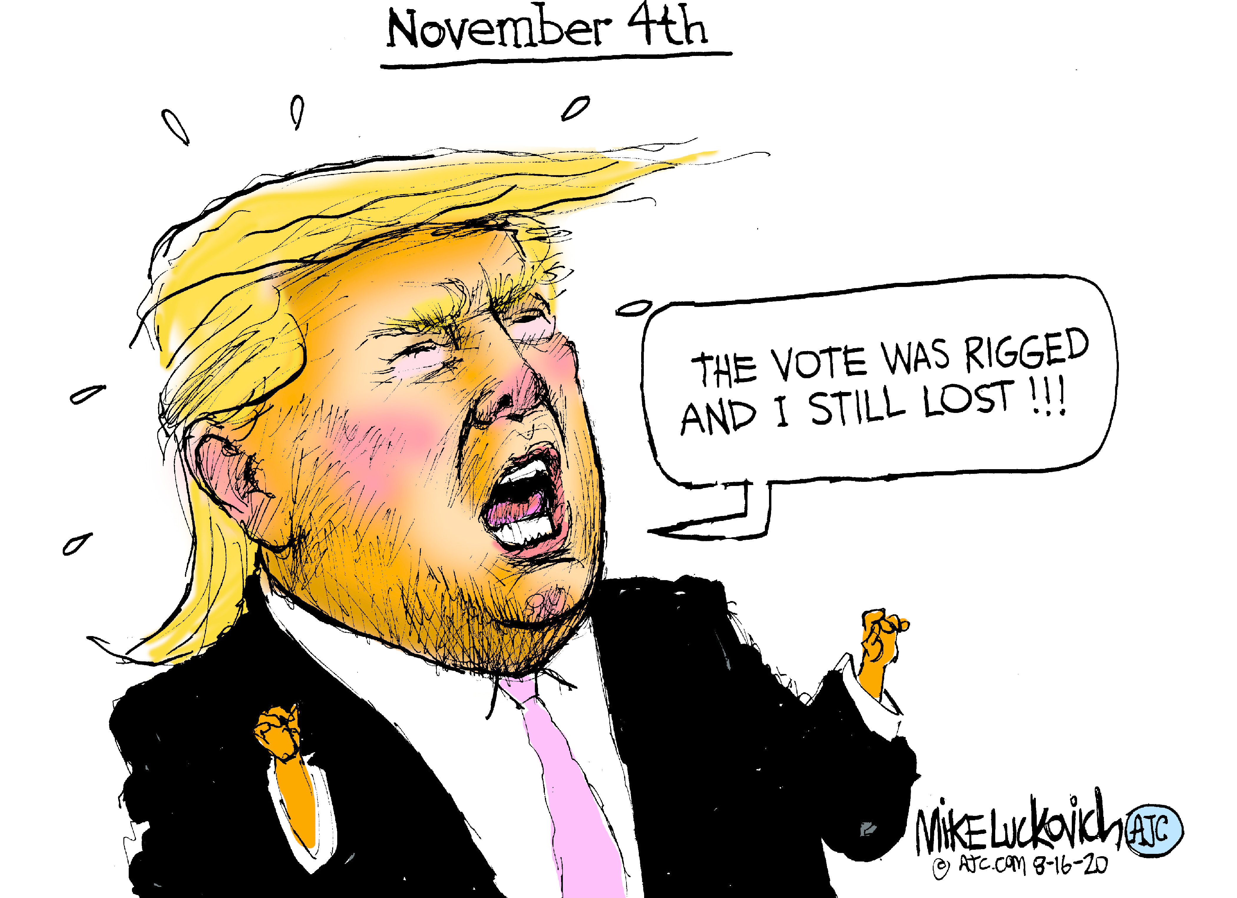Political Cartoon U.S. Trump 2020 election rigged