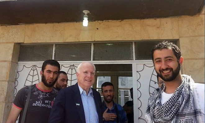 Sen. John McCain visits rebels in Syria on May 27. 