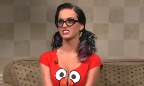 Katy Perry responds to the furor over her Sesame Street cleavage with more cleavage on Saturday Night Live.