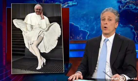 Watch Jon Stewart declare his love for Pope Francis