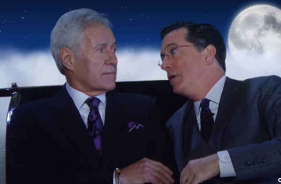 Alex Trebek joins Stephen Colbert for his last-ever Colbert Report sign-off