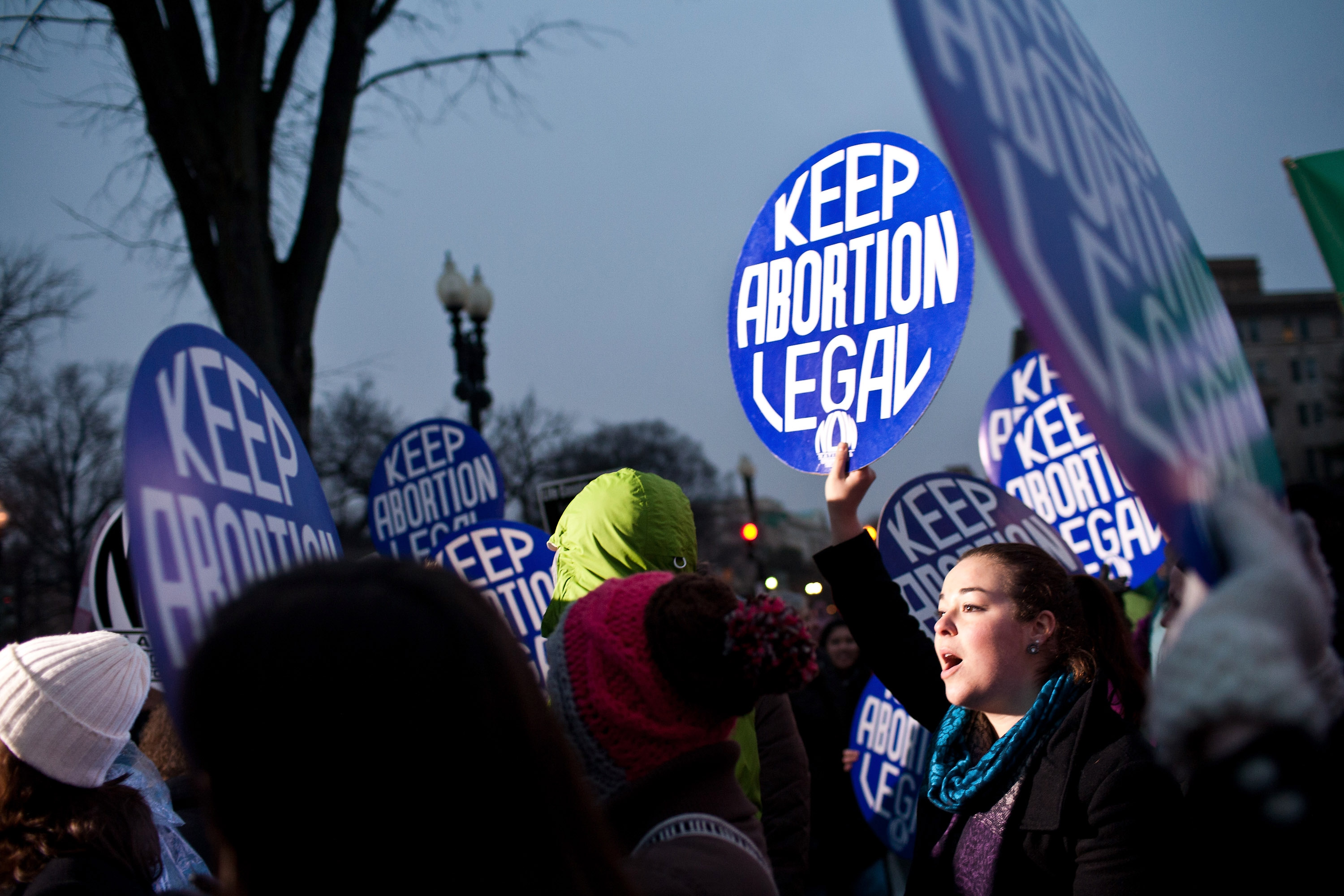 A pro-choice protester outside the Supreme Court.
