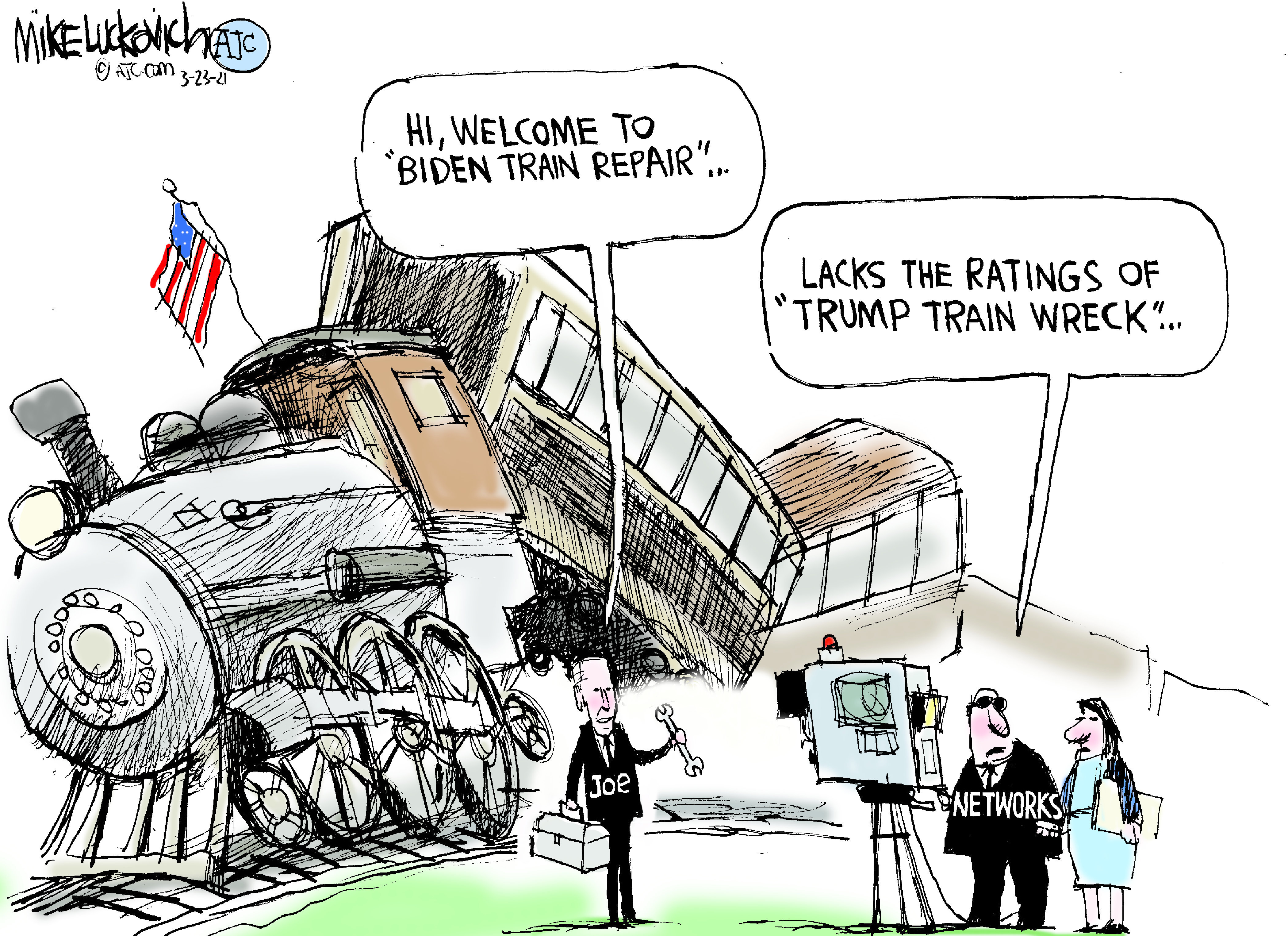 Political Cartoon U.S. biden trump media