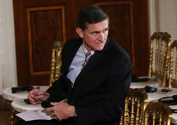 Former National Security Adviser Michael Flynn attends a press conference between Trump and Japanese Prime Minister Shinzo Abe.
