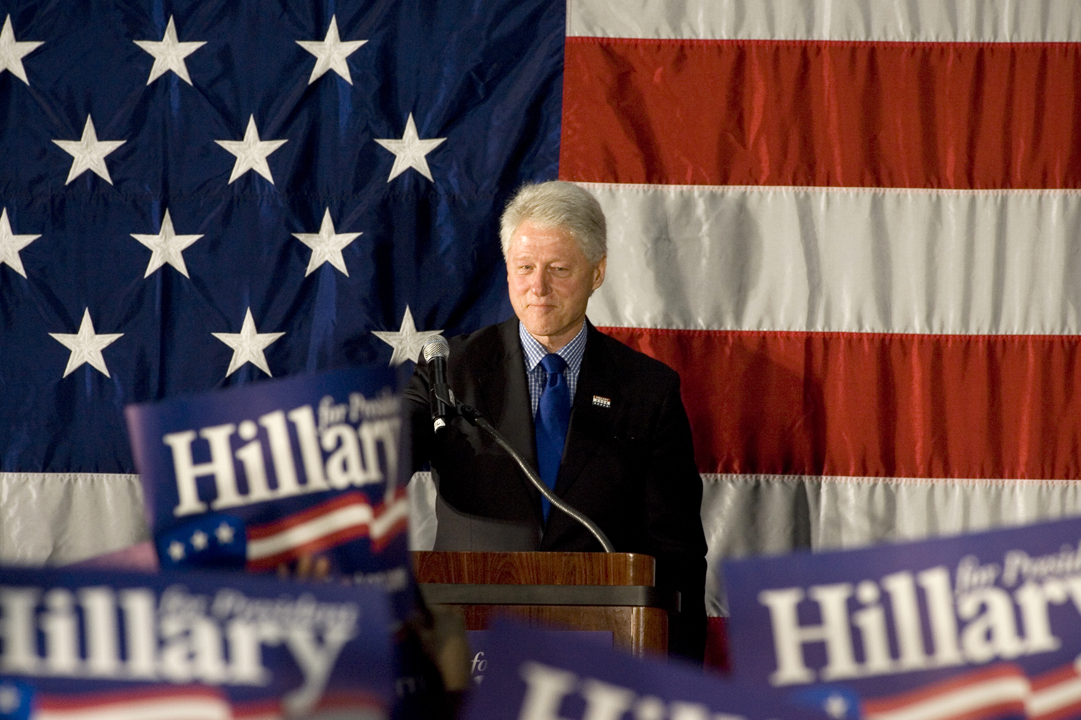 Bill Clinton campaigns for Hillary Clinton in 2008.