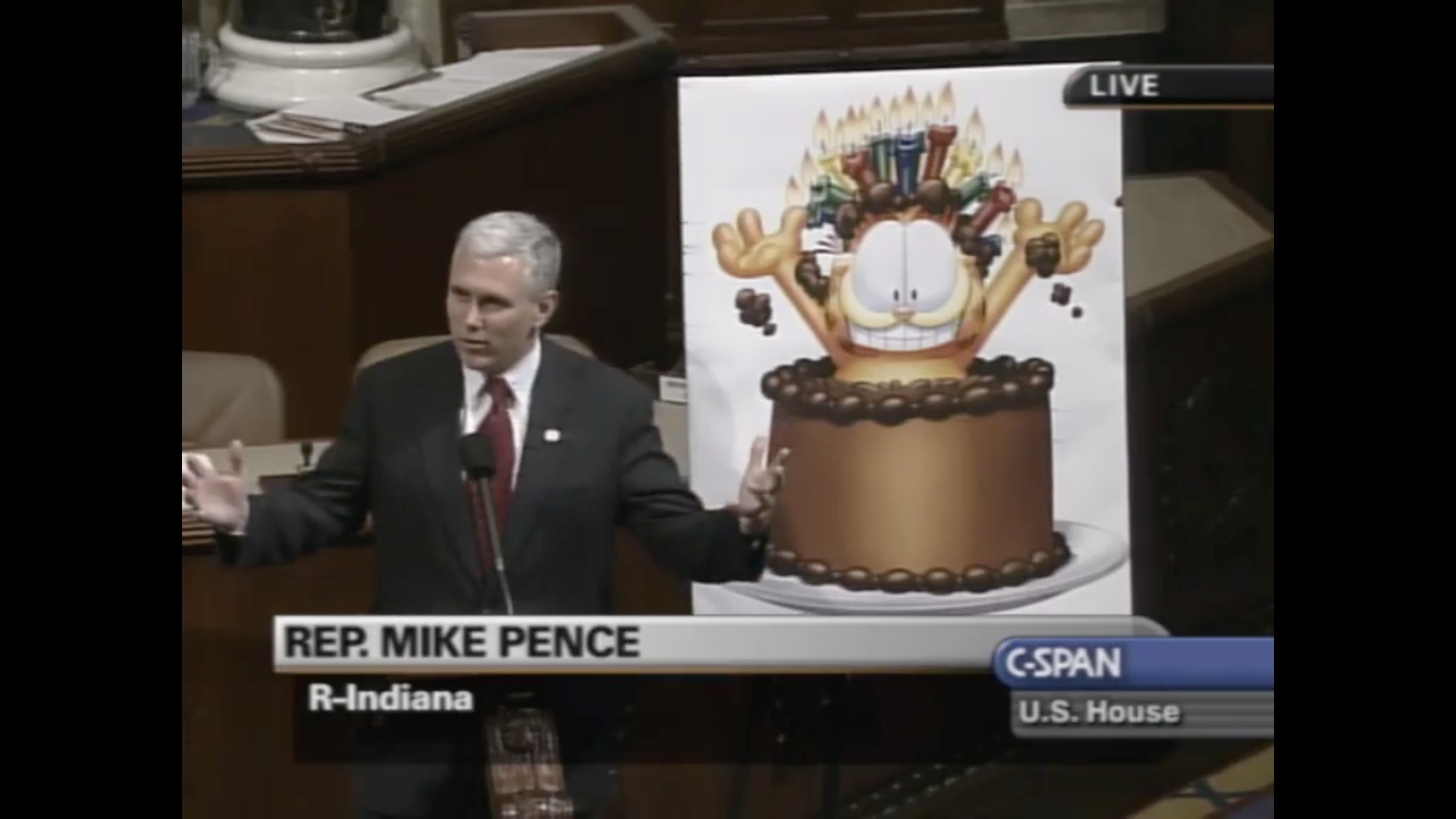 Mike Pence talks about Garfield.