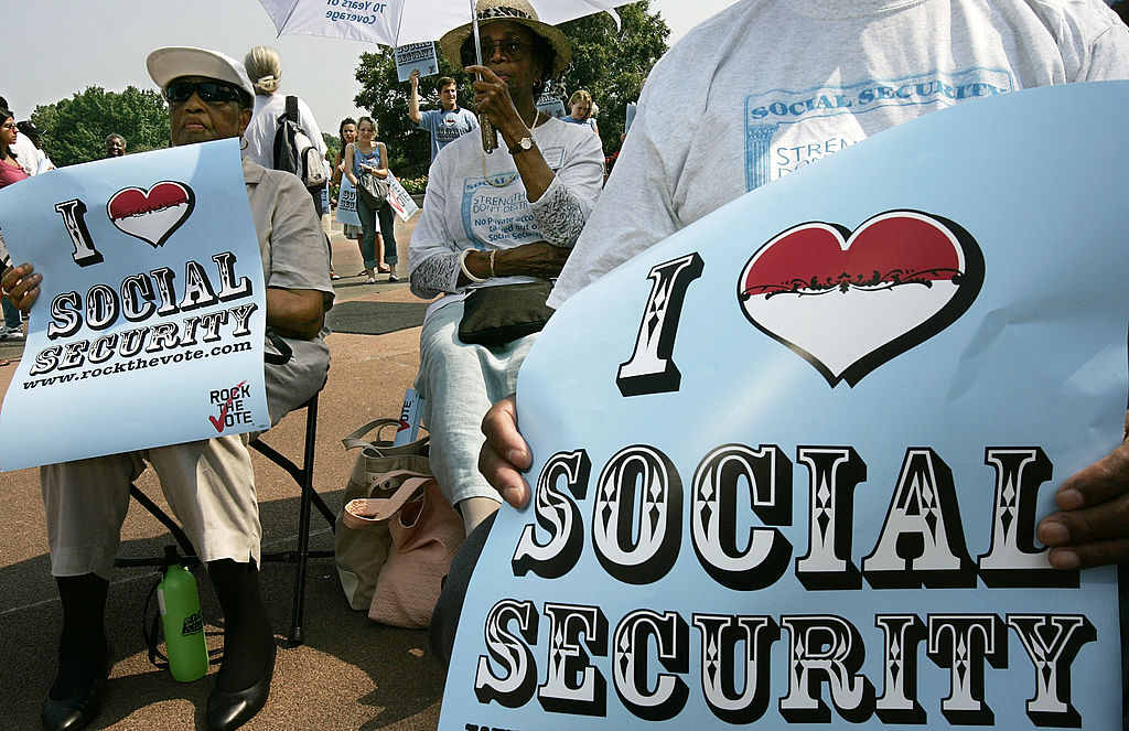Seniors rally for protecting social security. 