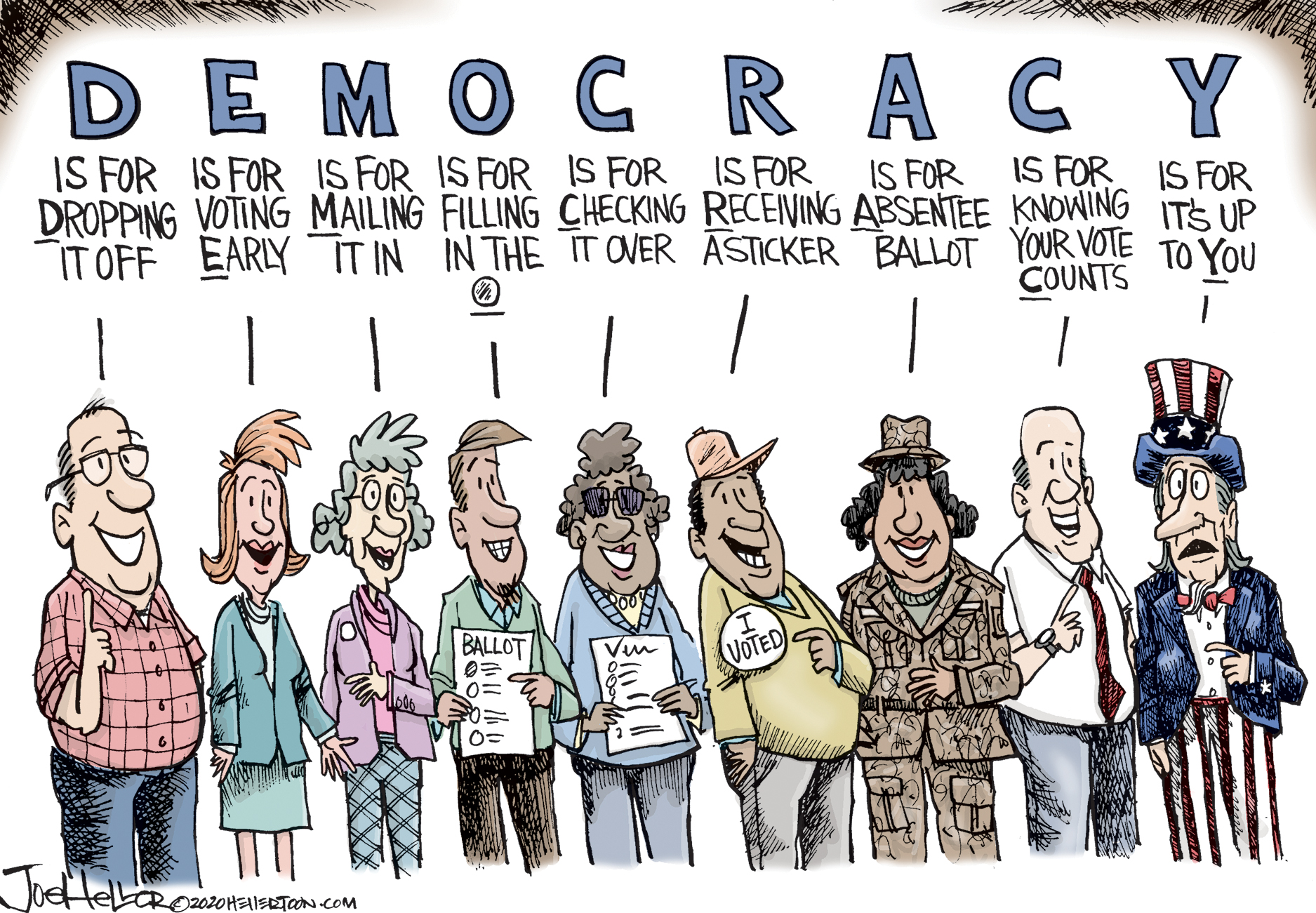 Editorial Cartoon . voting 2020 democracy