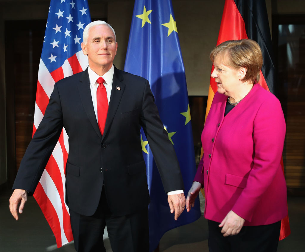 Angela Merkel and Mike Pence.