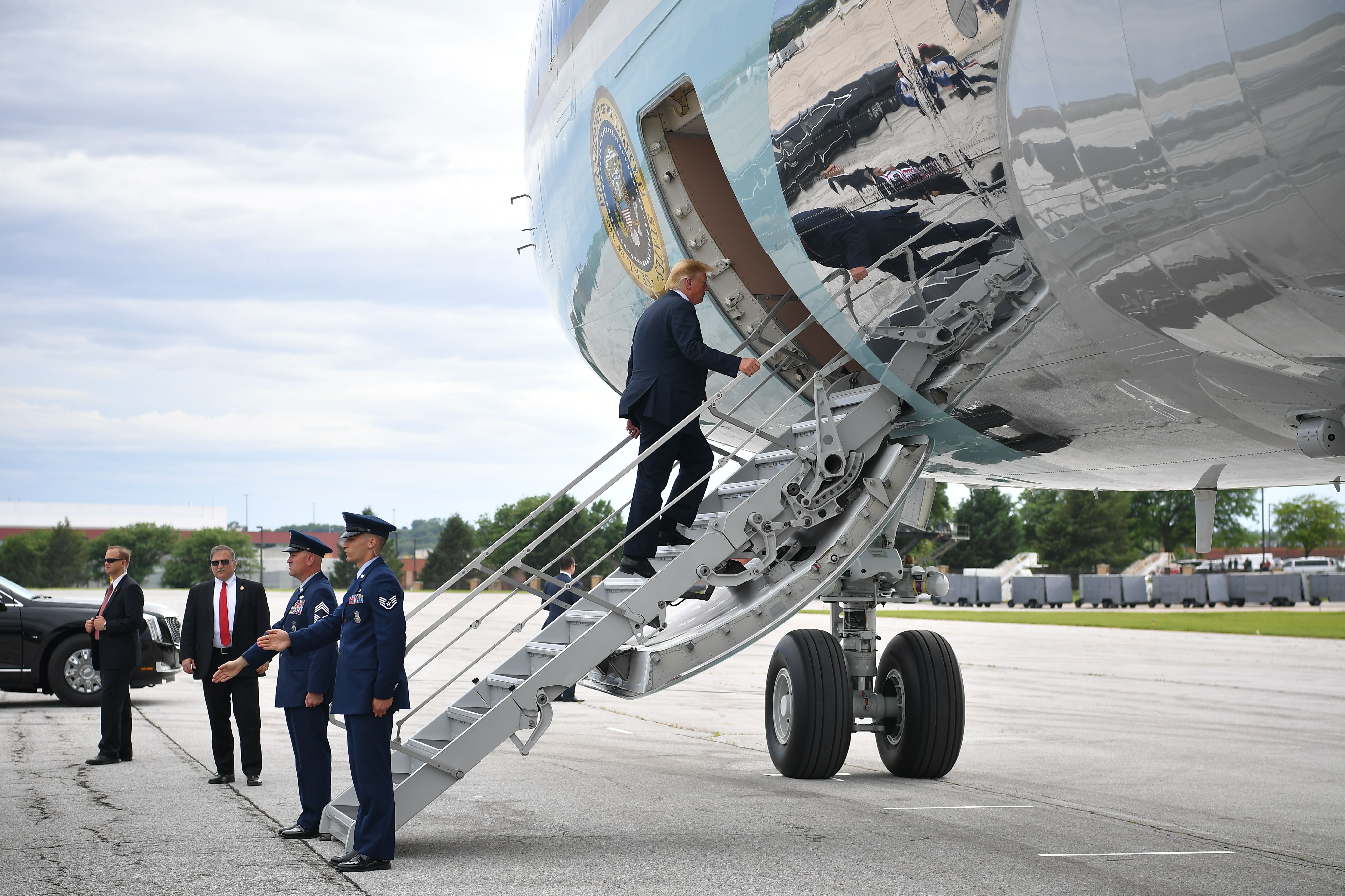 President Trump boarding Air Force One.