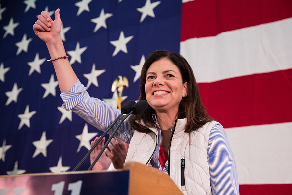 Kelly Ayotte greets her supporters.