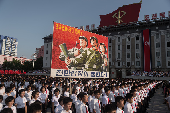 Supporters of North Korean leader Kim Jong Un in Pyongyang.