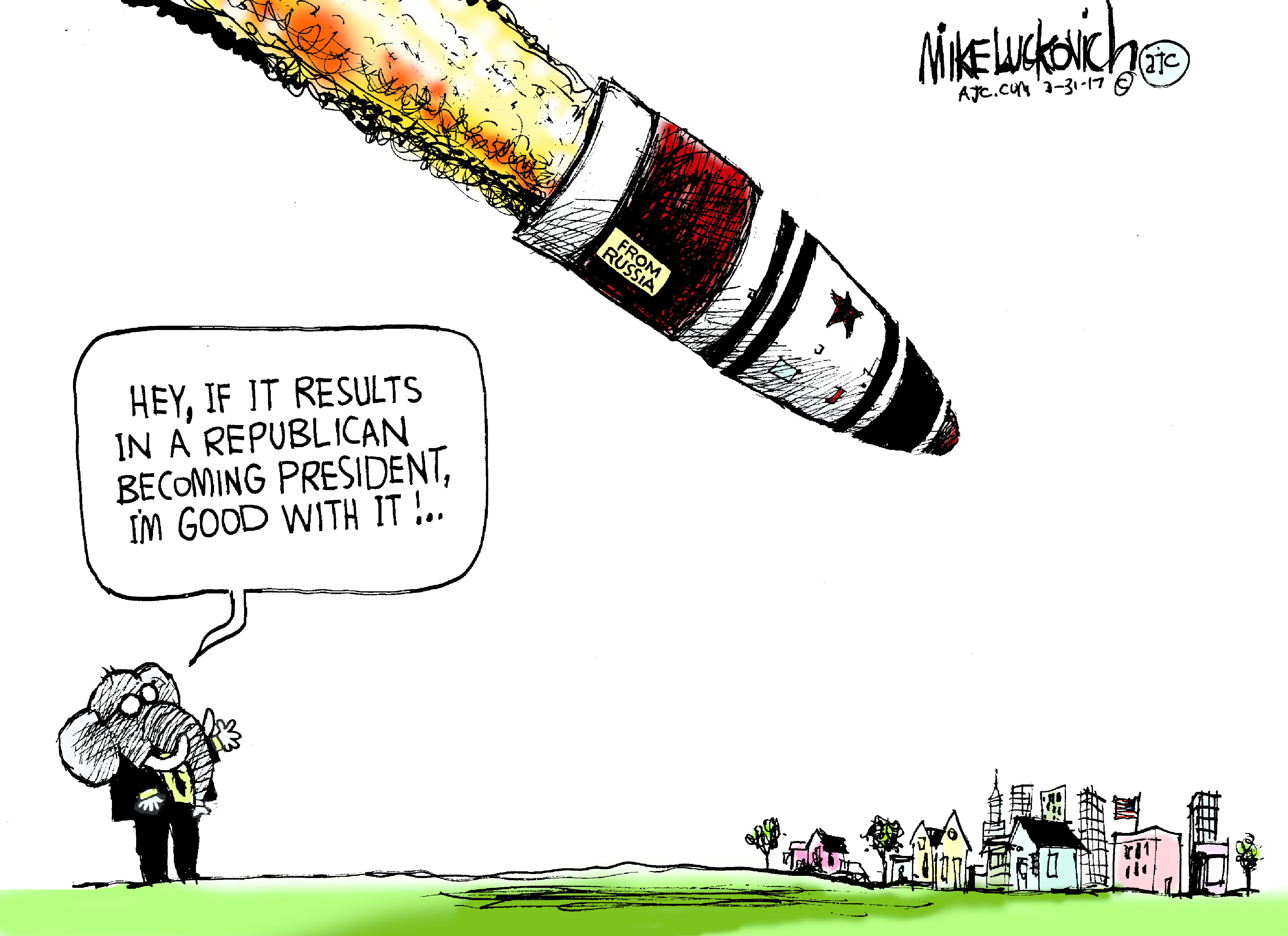 Political Cartoon . GOP Republican Russia Cold War Nuclear weapons