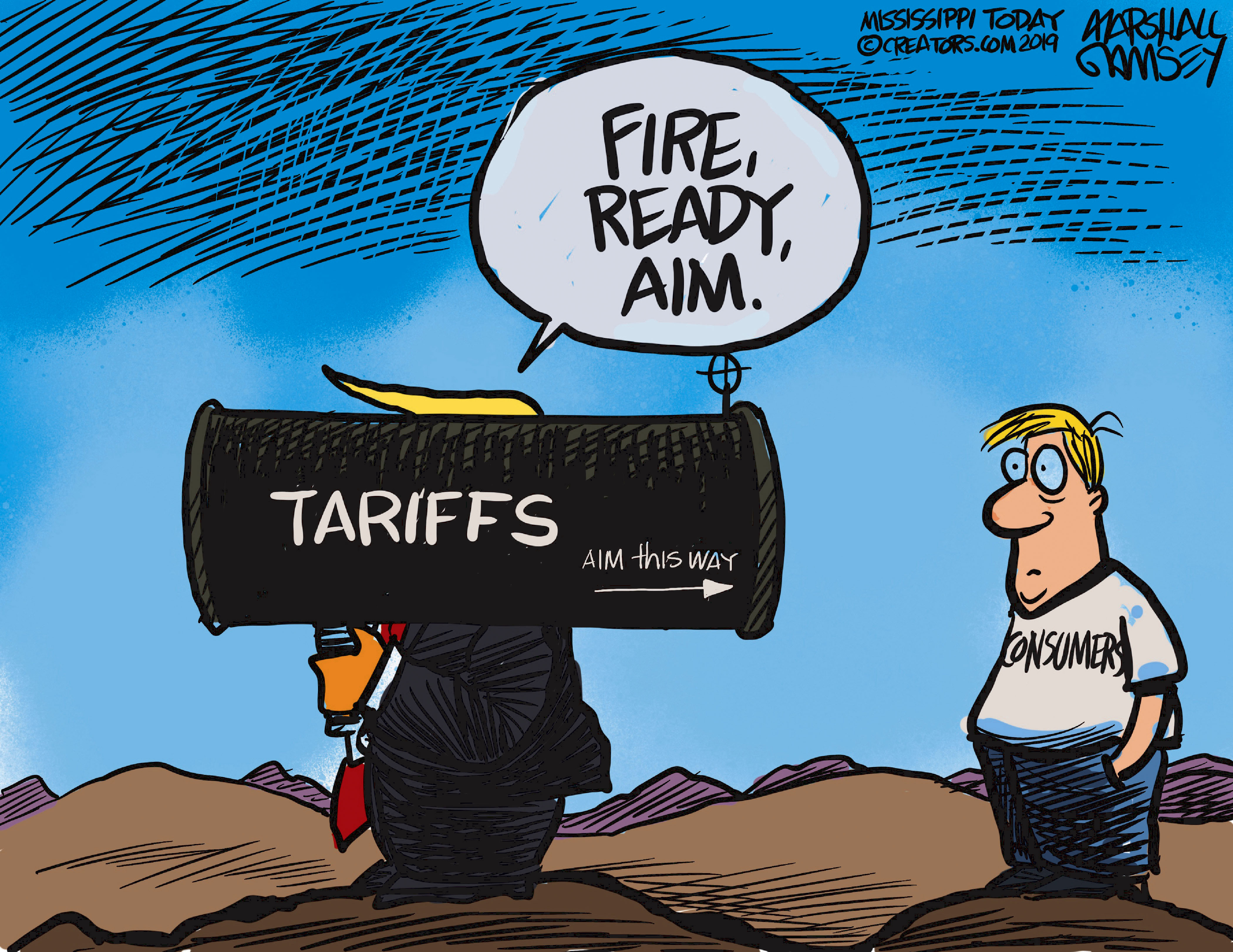 Political Cartoon . Trump Consumer Tariffs