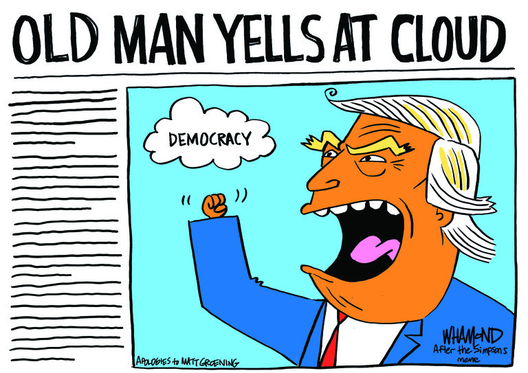 Political Cartoon U.S. Trump Abe Simpson election