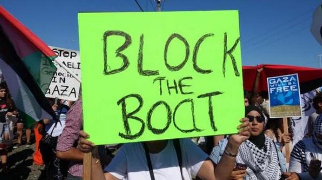 Protesters block Israeli-owned ship from unloading cargo in California
