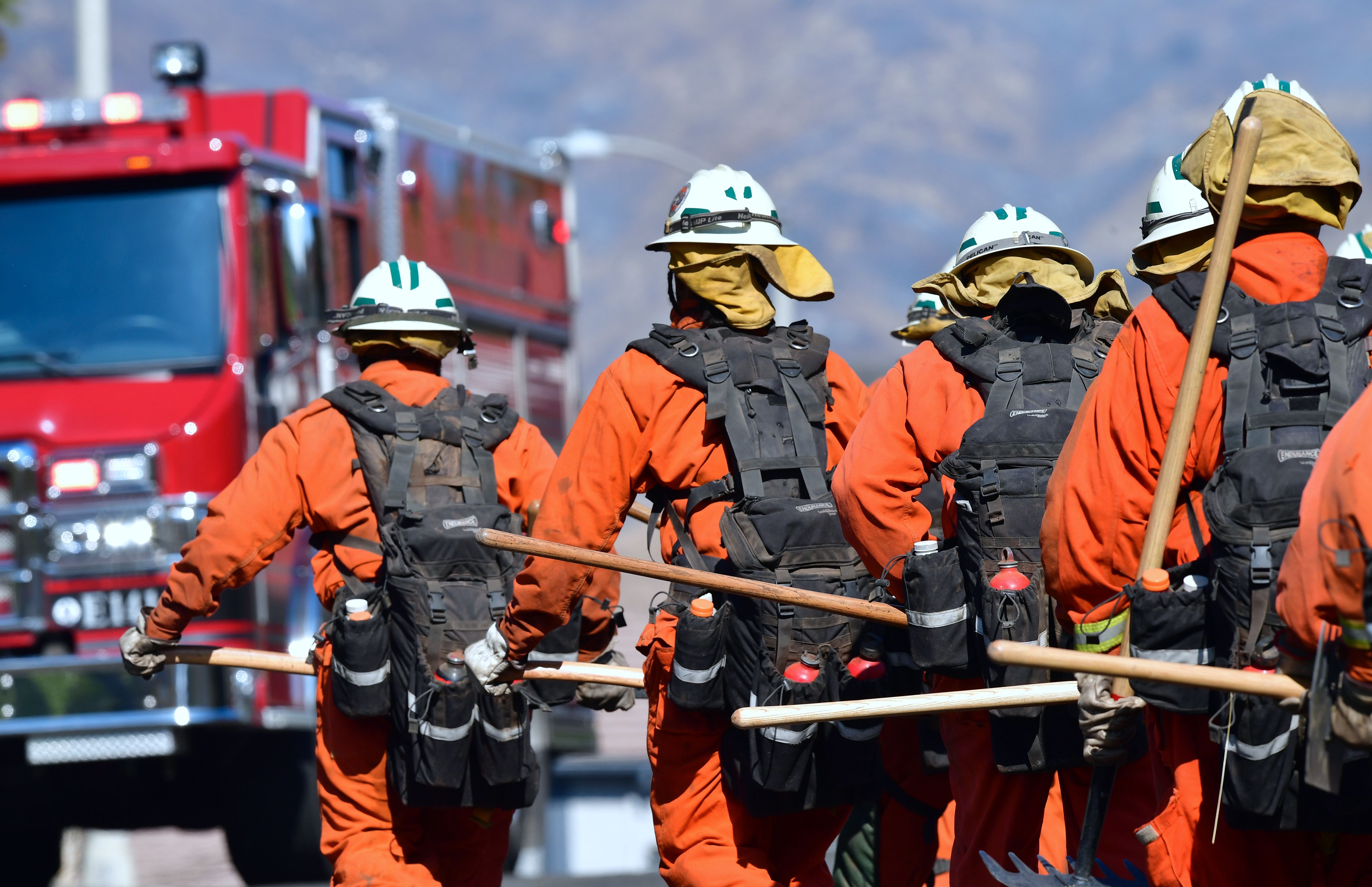 Inmate firefighters in California.