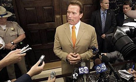 Arnold &quot;The Govinator&quot; Schwarzenegger is back on the movie market and could use some cash.