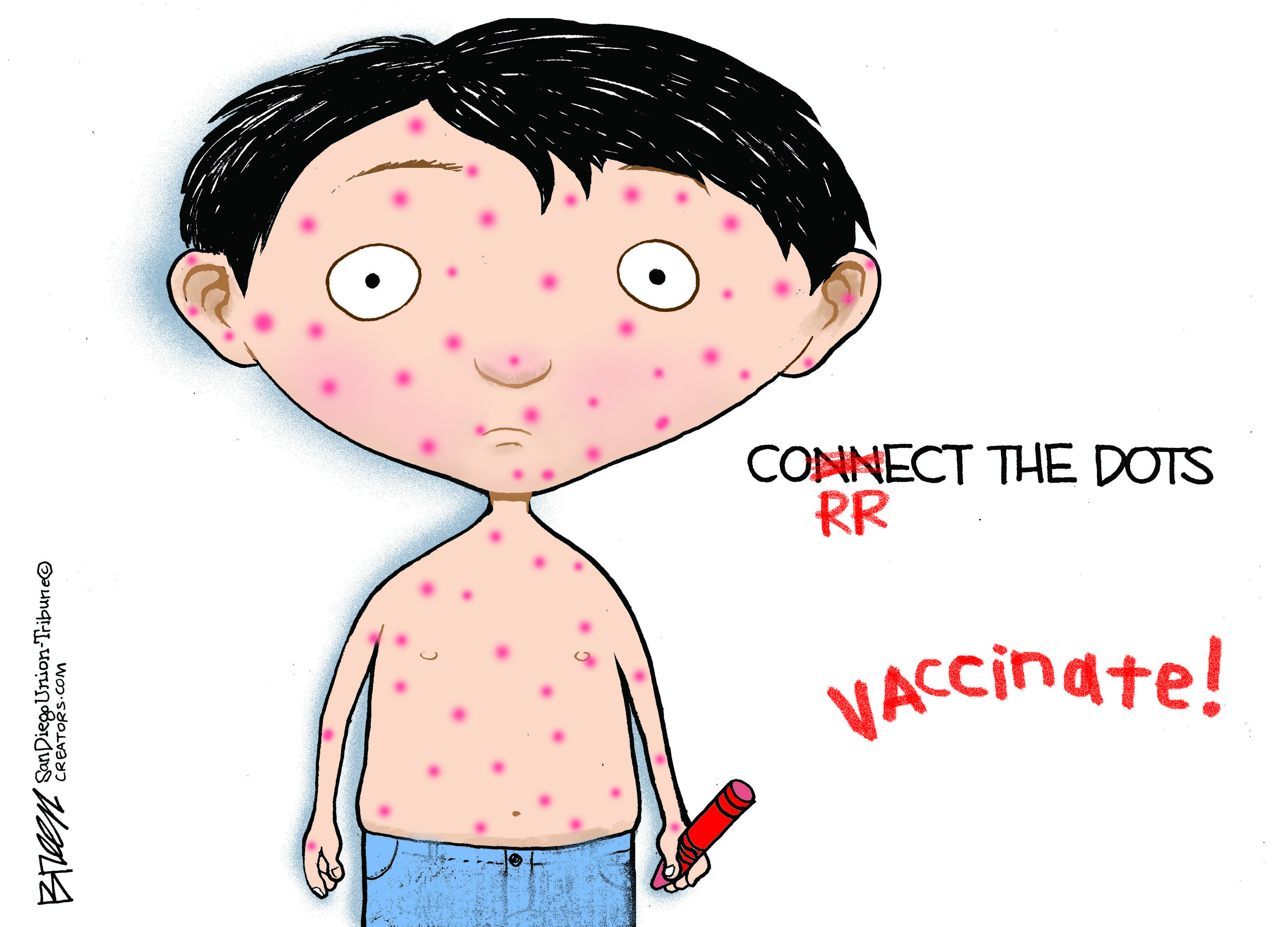 Editorial Cartoon . Anti-Vaxer parents chicken pox vaccination