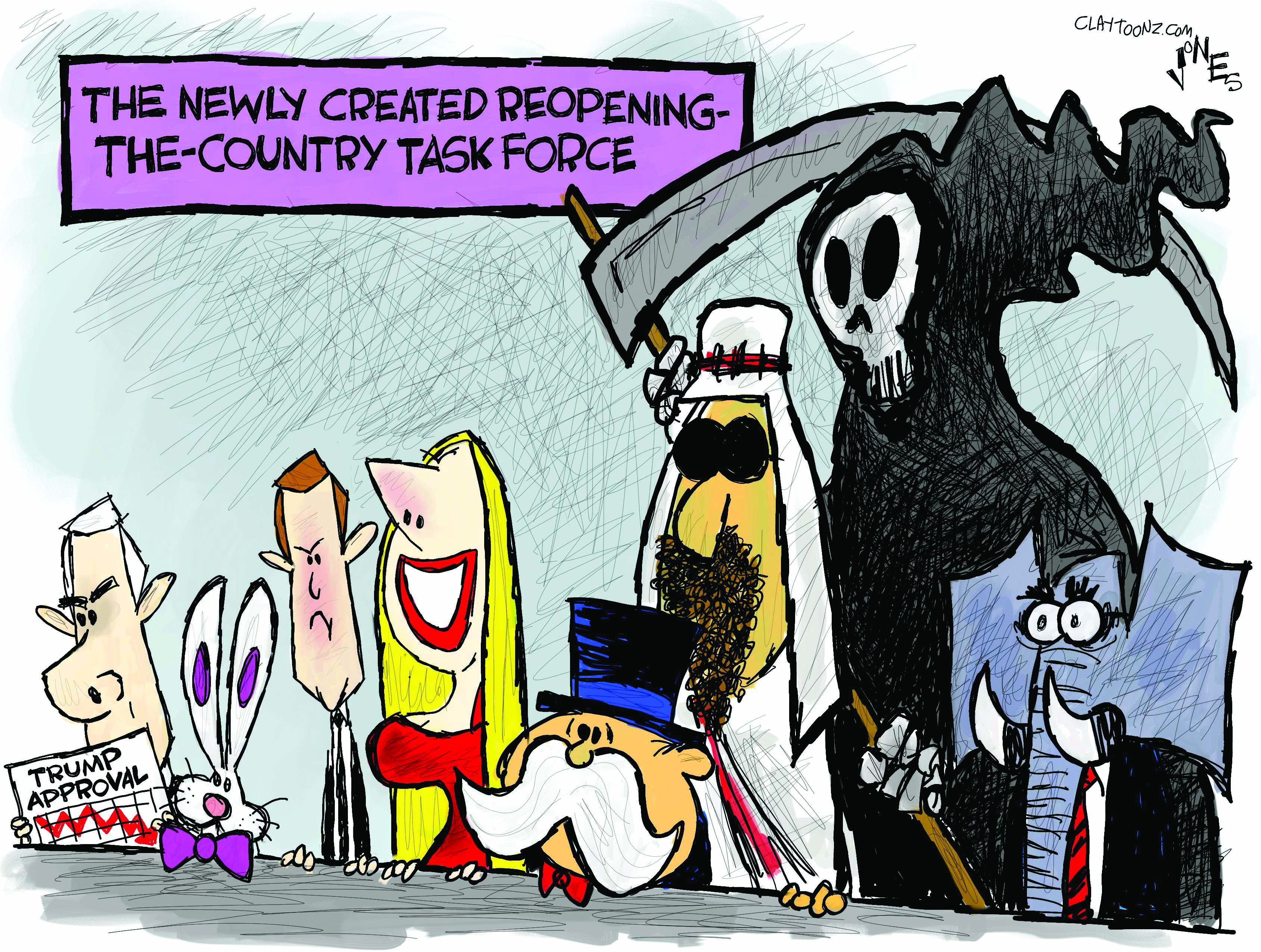 Political Cartoon U.S. reopening task force Reaper Pence GOP Kayleigh McEnany